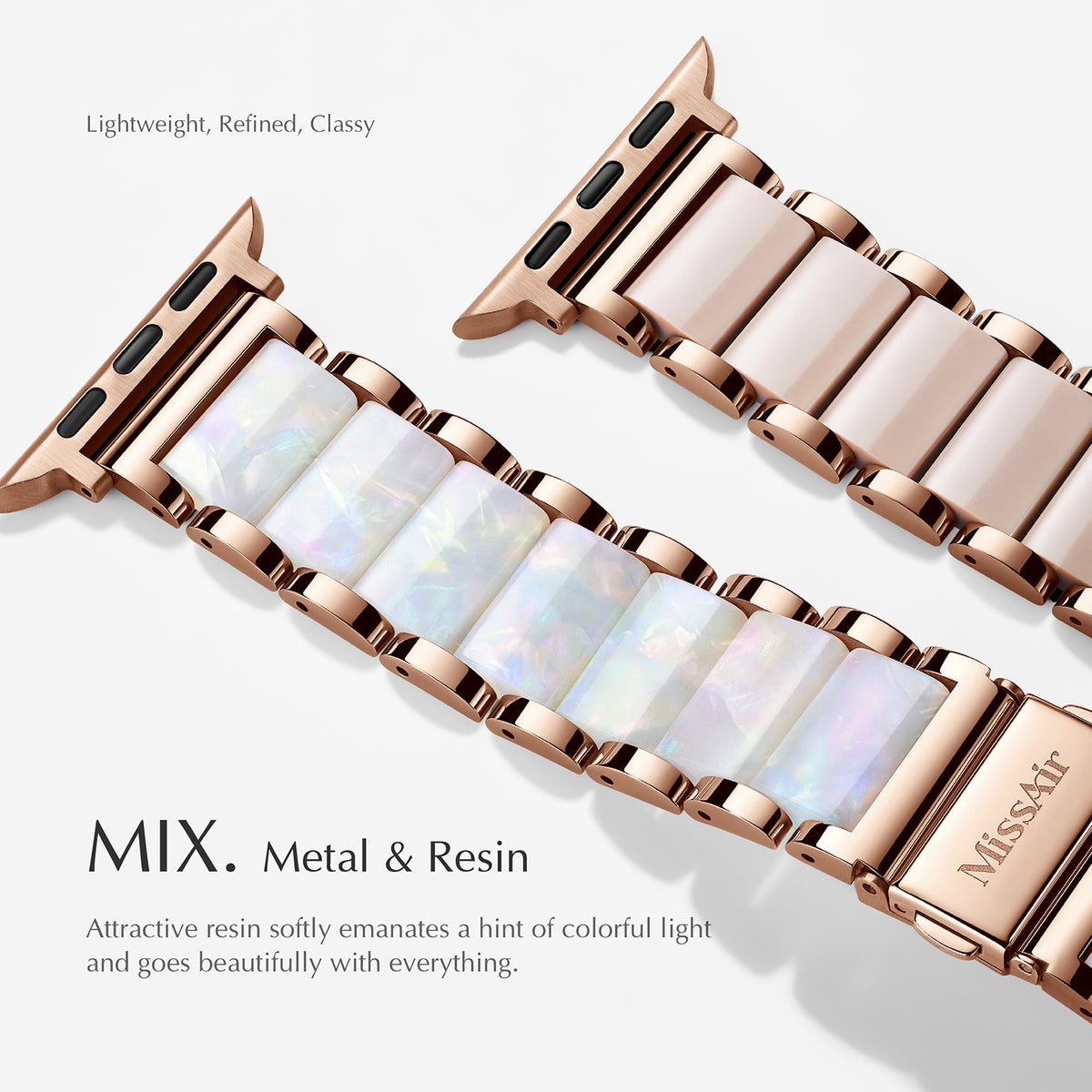 316L Stainless Steel Resin Inlay Apple Watch Bracelet – Adjustable Band