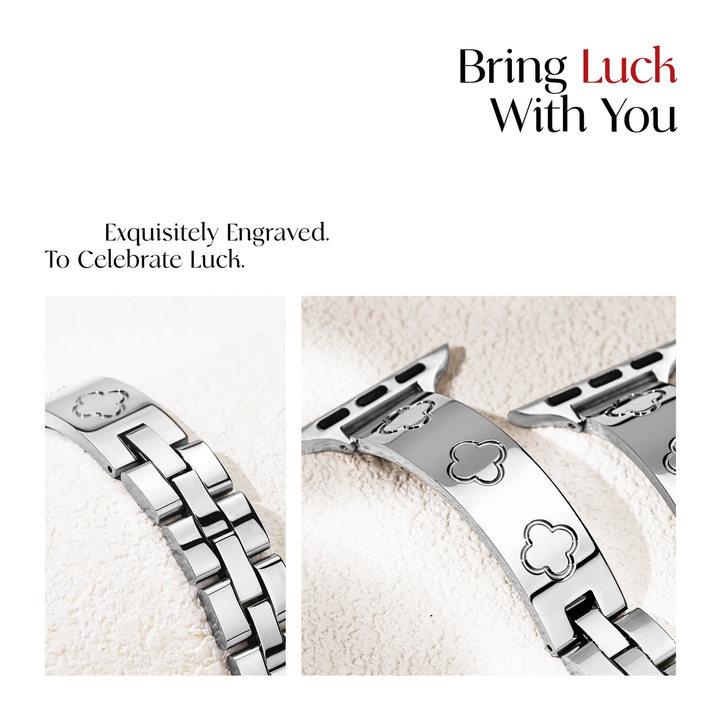 LOVE LUCK Clover Luxury Apple Watch Bracelet Band & Metal Diamond Cover Case