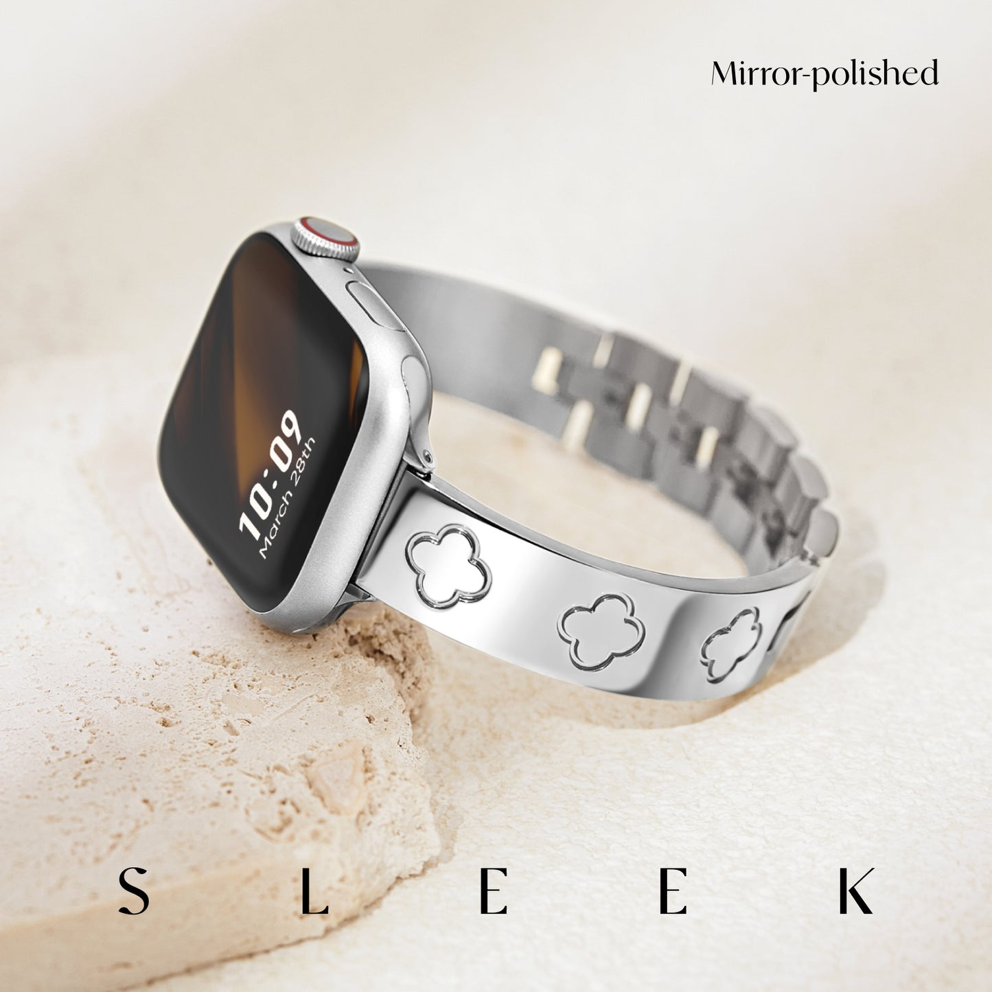 LOVE LUCK Clover Luxury Apple Watch Bracelet Band & Metal Diamond Cover Case