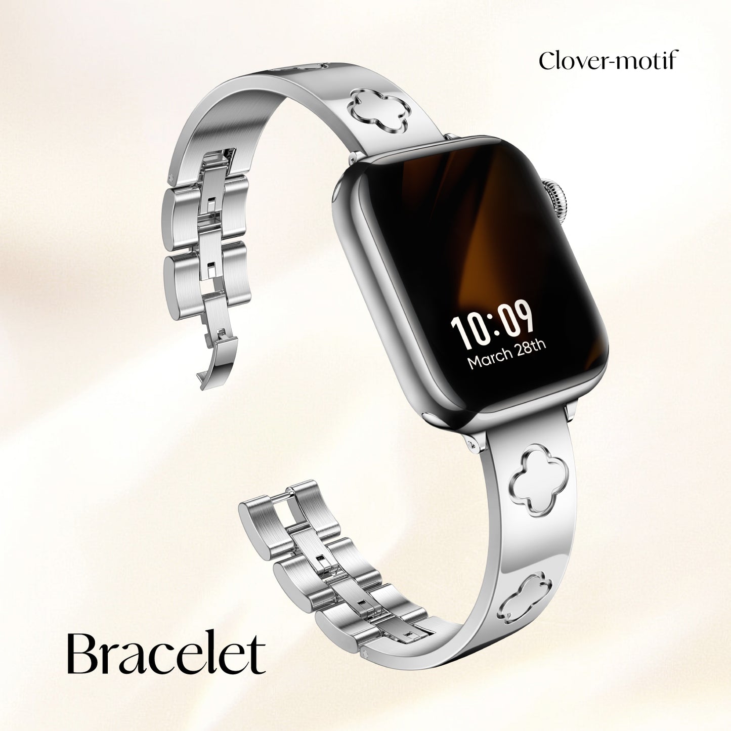 LOVE LUCK Clover Luxury Apple Watch Bracelet Band & Metal Diamond Cover Case