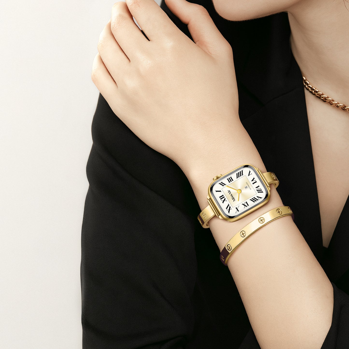 316L Stainless Steel Slim Crosslet Apple Watch Bracelet - 18k Gold Plated