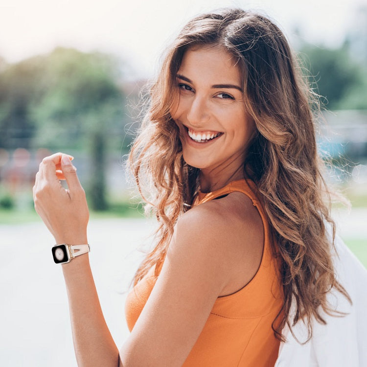 Slim Genuine V-Cut Leather Apple Watch Band