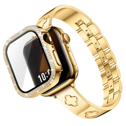 LOVE LUCK Clover Luxury Apple Watch Bracelet Band & PC Bling Cover Case