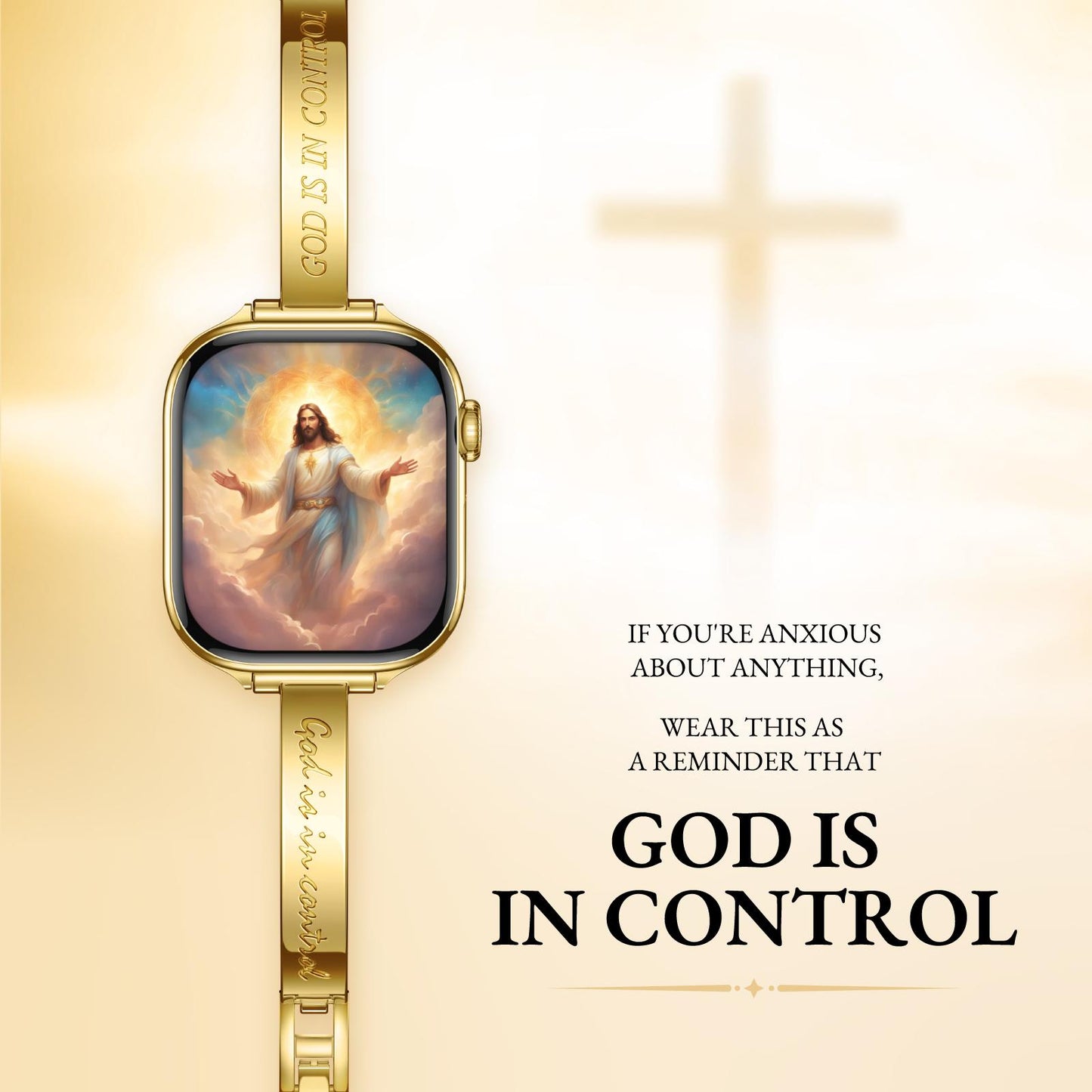 316L Stainless Steel Faith Bracelet for Apple Watch – “GOD IS IN CONTROL”