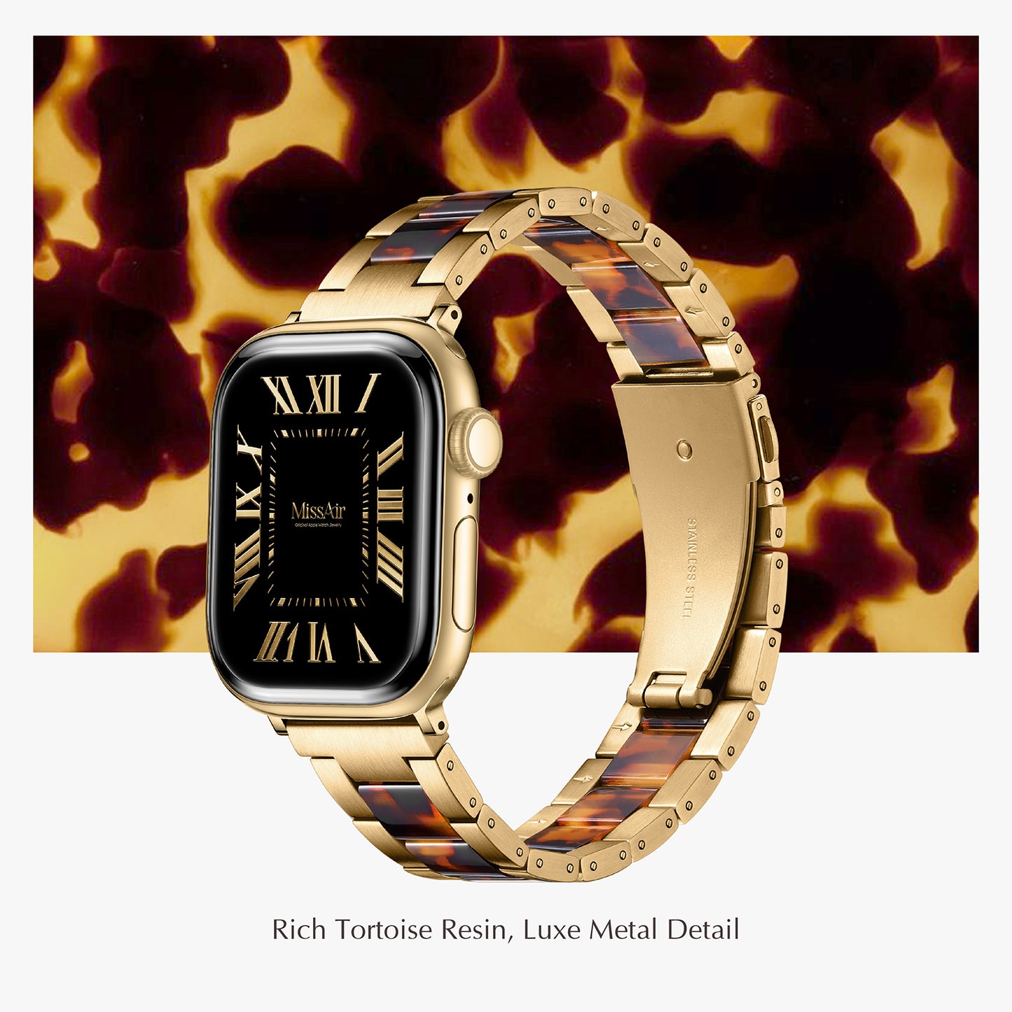 316L Stainless Steel Resin Inlay Apple Watch Bracelet – Adjustable Band
