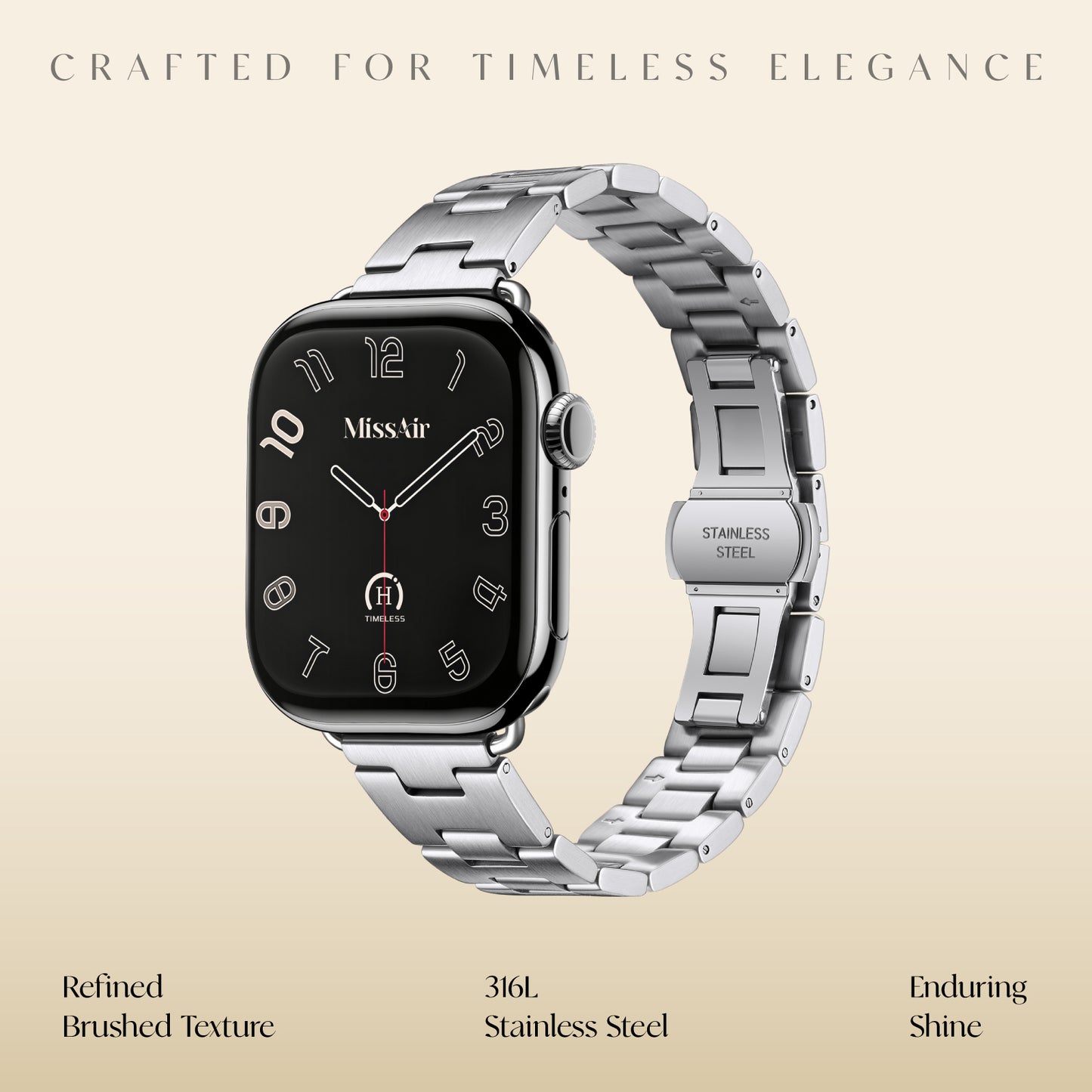 Hallo Band for Apple Watch – 316L Stainless Steel, Brushed Matte Finish