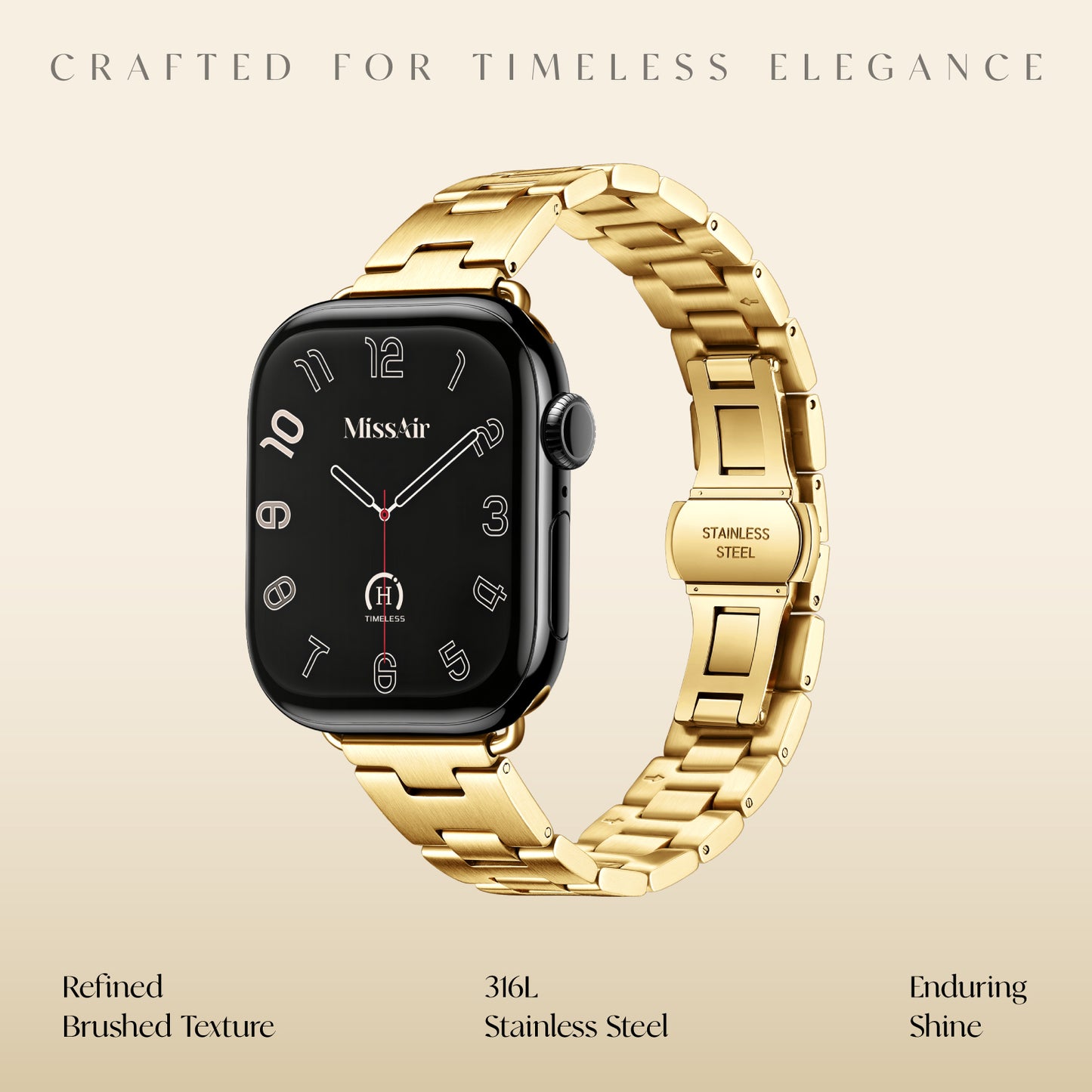 Hallo Band for Apple Watch – 316L Stainless Steel, Brushed Matte Finish