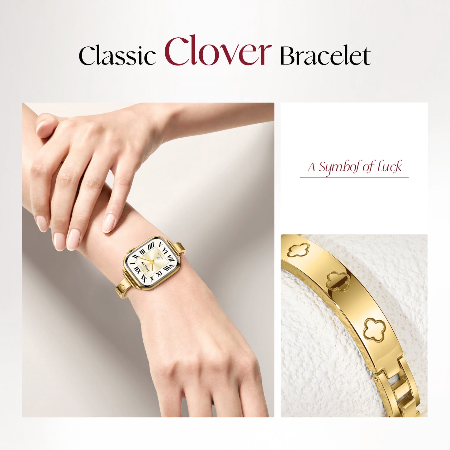 Love Luck Slim Four-Leaf Clover Apple Watch Bracelet - 18K Gold Plated