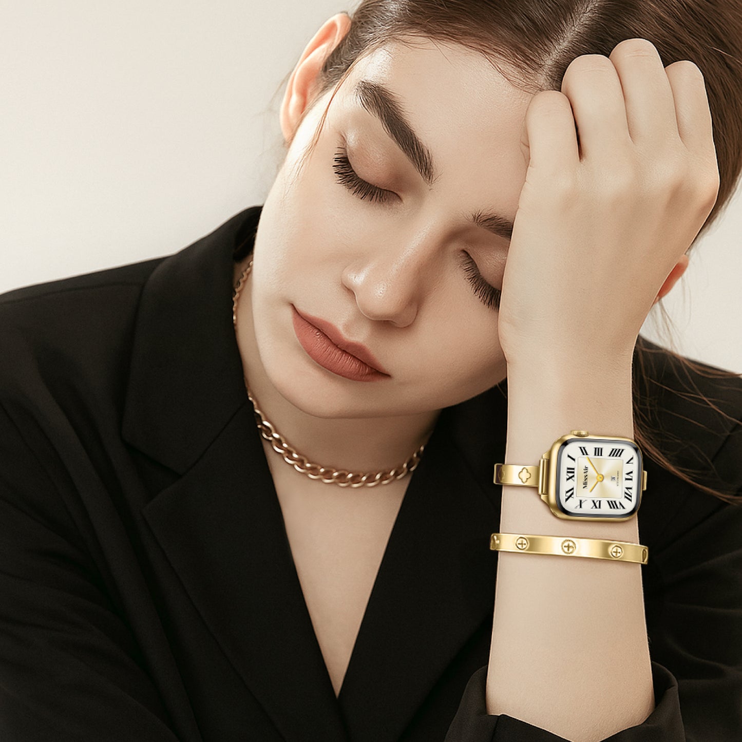 Love Luck Slim Four-Leaf Clover Apple Watch Bracelet - 18K Gold Plated
