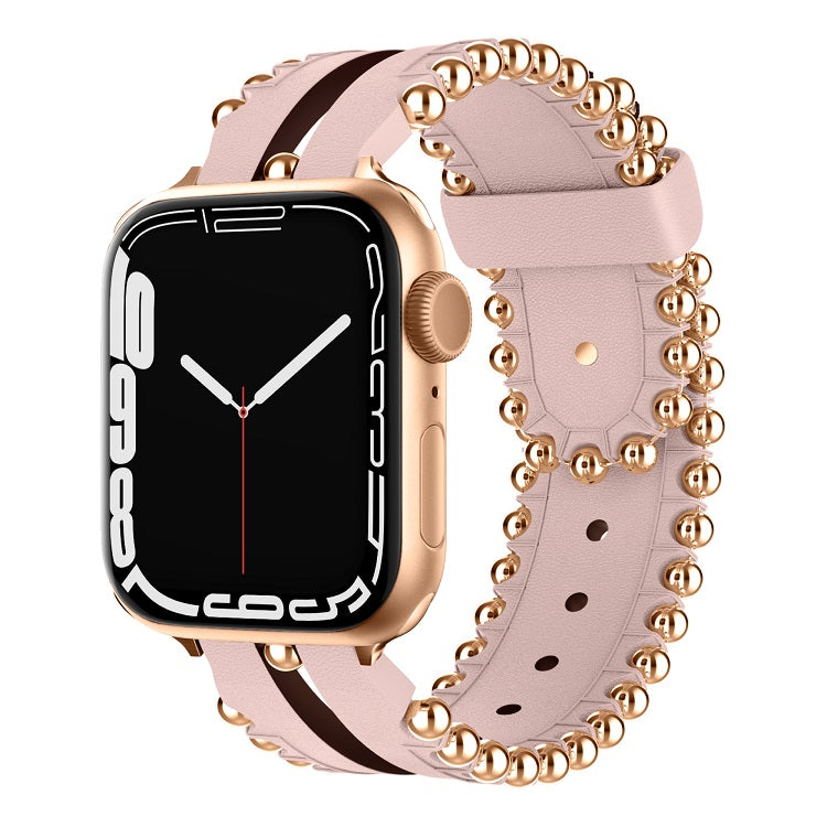 Beaded Genuine Leather Band for Apple Watch