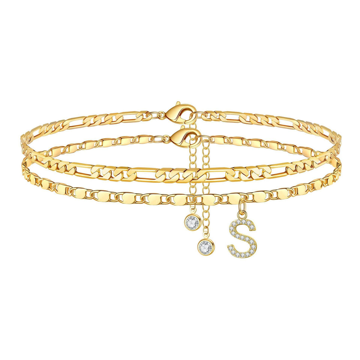 MISSAIR Initial Bracelet – 14K Gold Plated Layered Chain