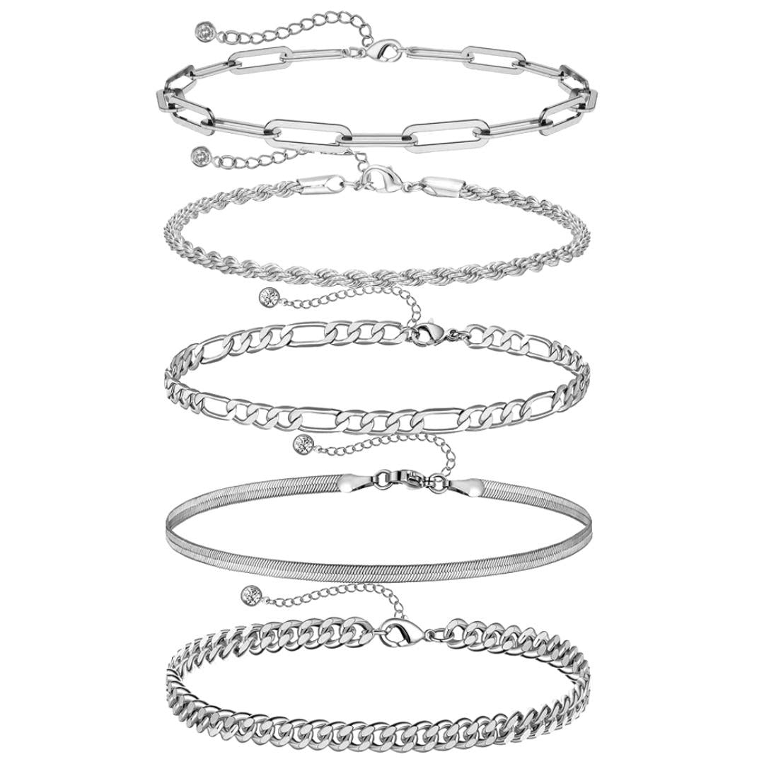 MISSAIR 14K Gold Plated Bracelet Set – Cuban & Paperclip Chain