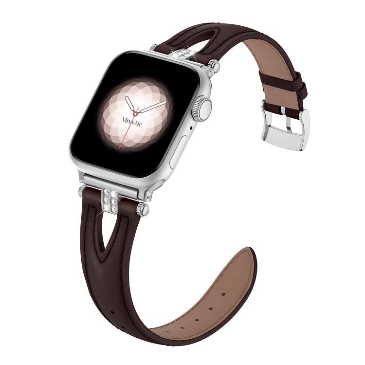 Slim Genuine V-Cut Leather Band for Apple Watch