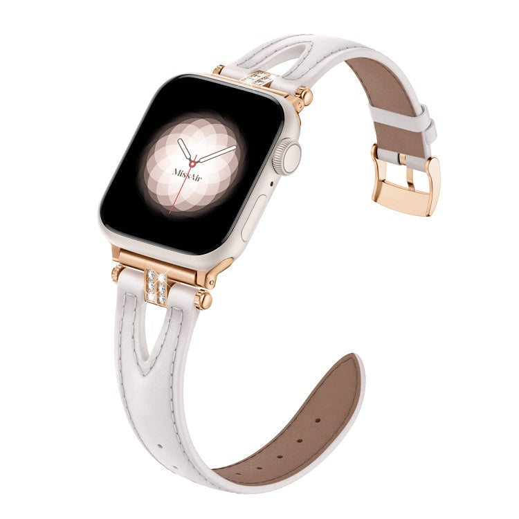 Slim Genuine V-Cut Leather Apple Watch Band