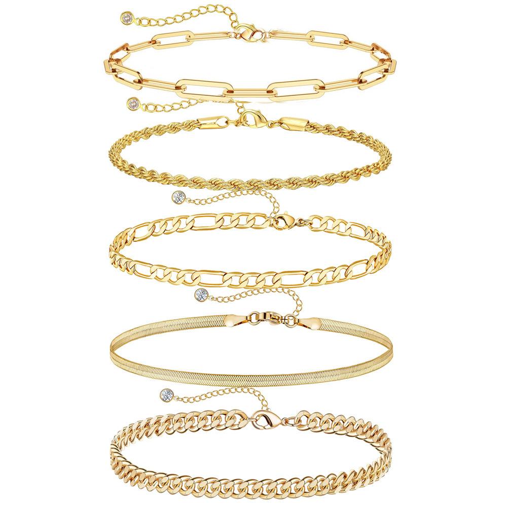MISSAIR 14K Gold Plated Bracelet Set – Cuban & Paperclip Chain