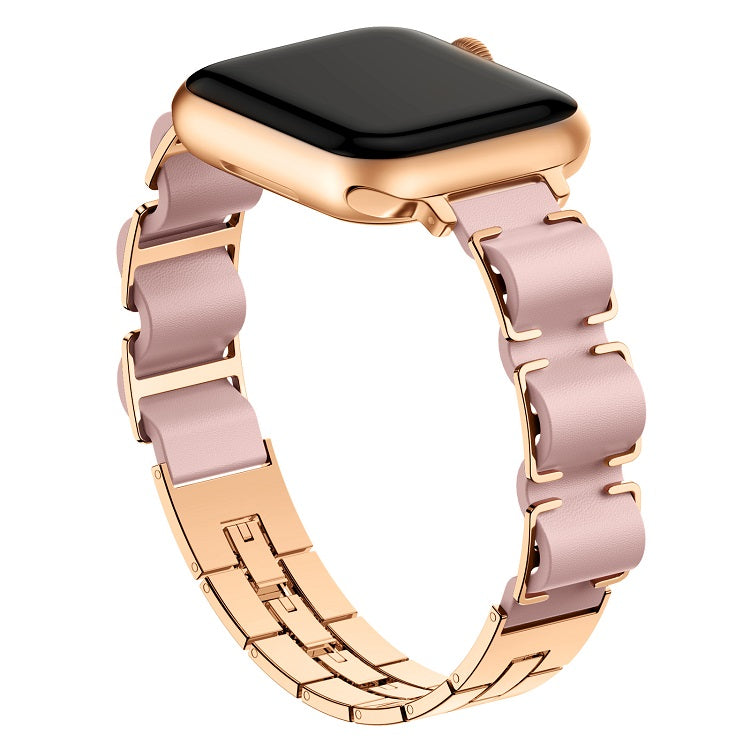 Mixed Metal Leather Bracelet for Apple Watch