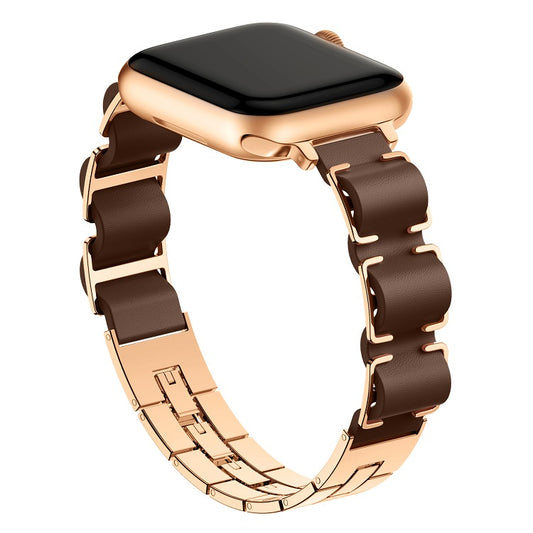 Retro Twist Leather Metal Bracelet for Apple Watch