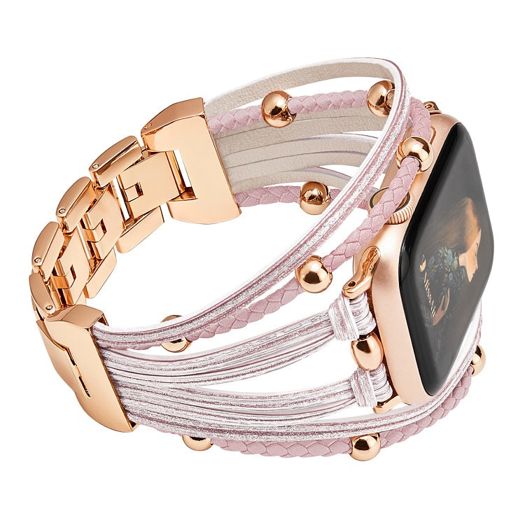 Golden Rose Leather Bracelet for Apple Watch