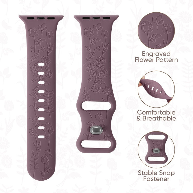 Luxury engraved silicone Apple watch band, engraved Samsung Watch