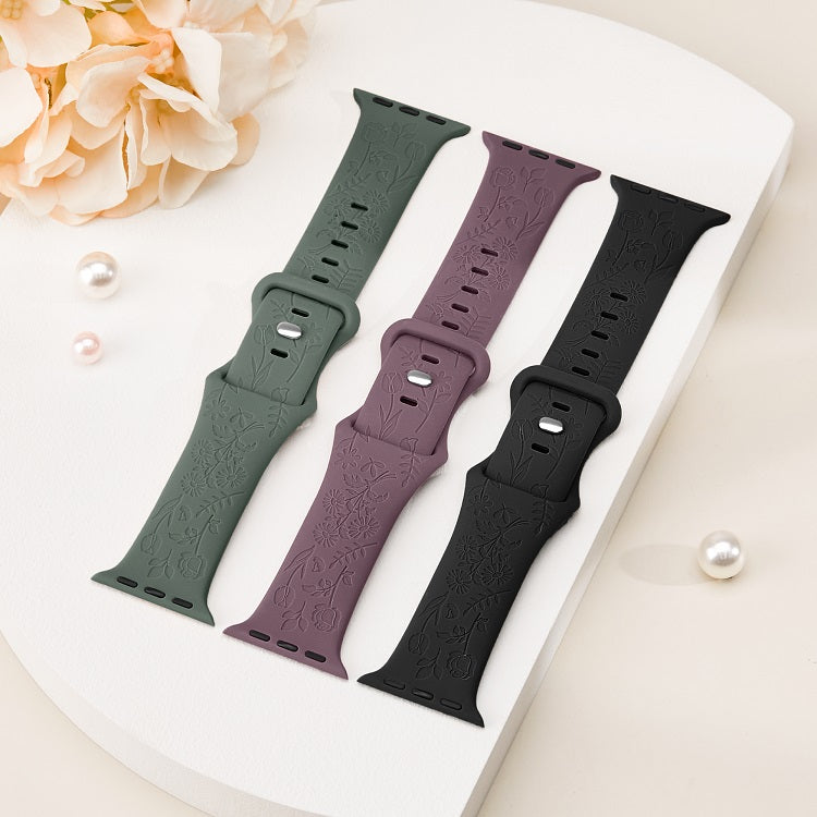 Floral Engraved Silicone Sports Band for Apple Watch