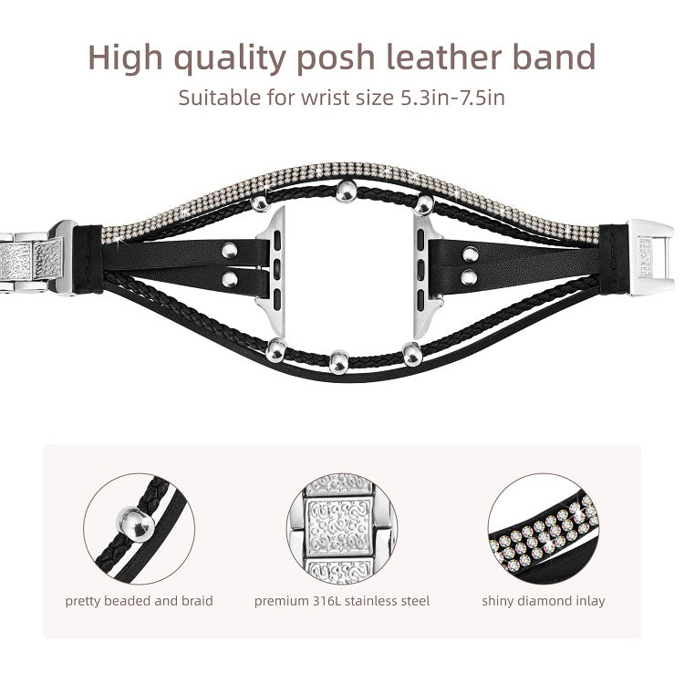Posh Boho Beaded Leather Band for Apple Watch