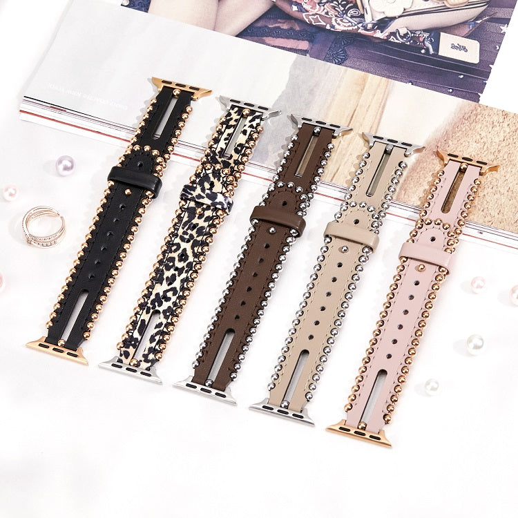 Genuine Leather Beaded Band for Apple Watch